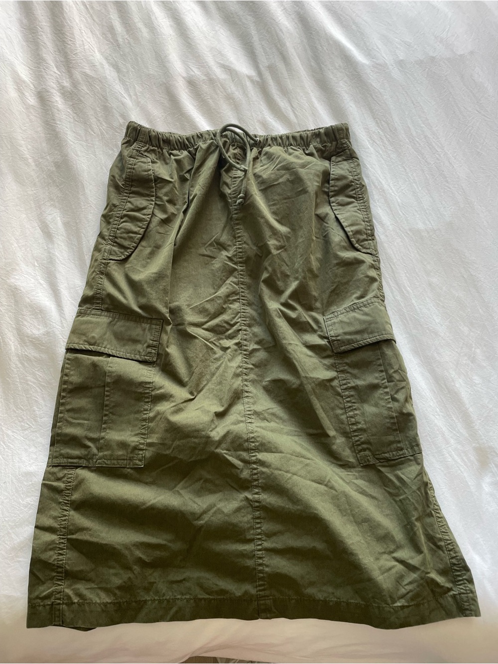 TNA Olive Green Cargo Midi Skirt